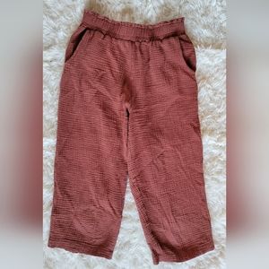Burgundy Cropped Linen Wallflower Pants